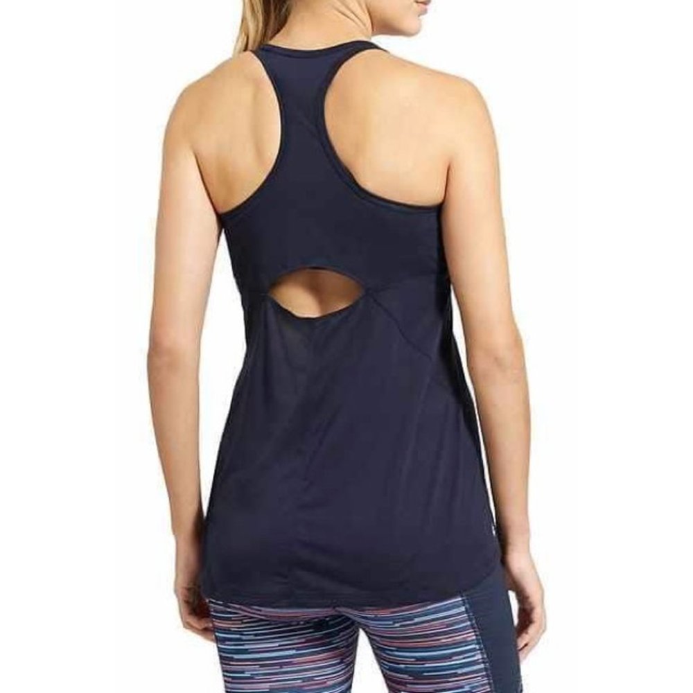 Athleta Cutout Repetition CYA Racerback Tank (EUC), Size M, Navy